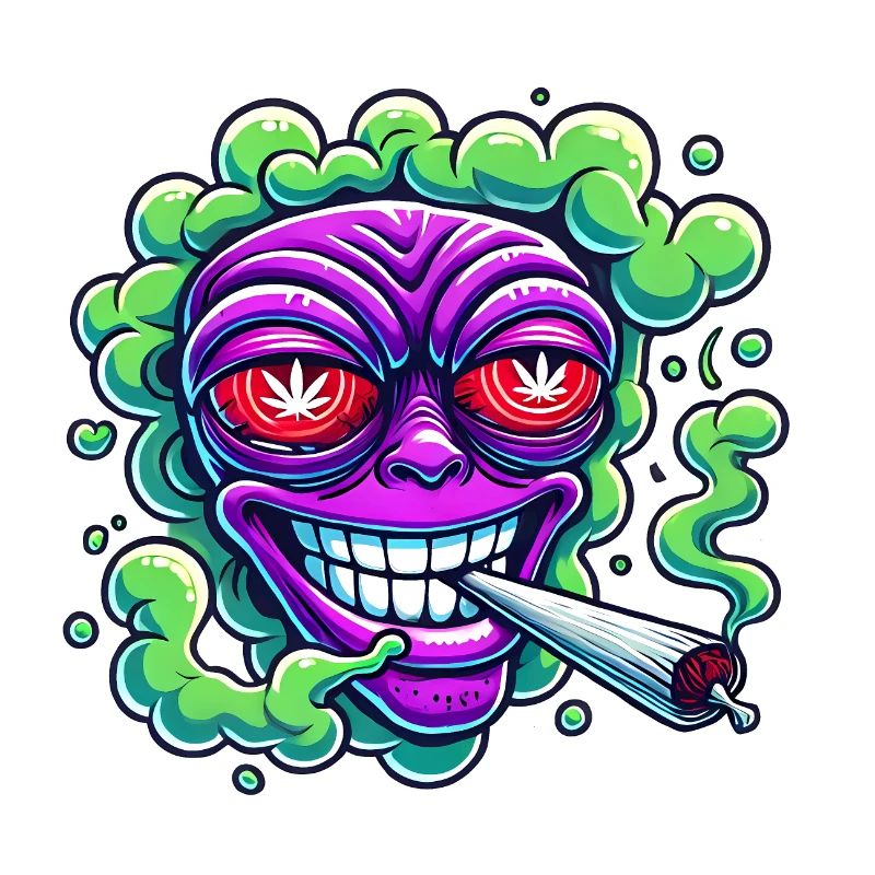 Alien Smoke Head Cartoon Sticker