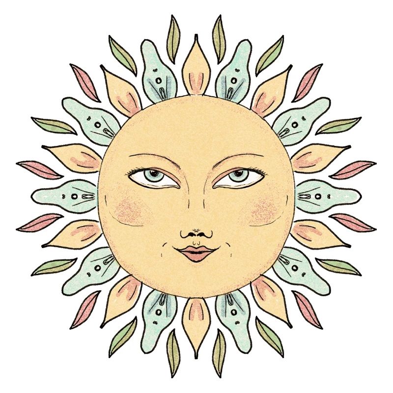 Sonnengesicht Mandala Stil