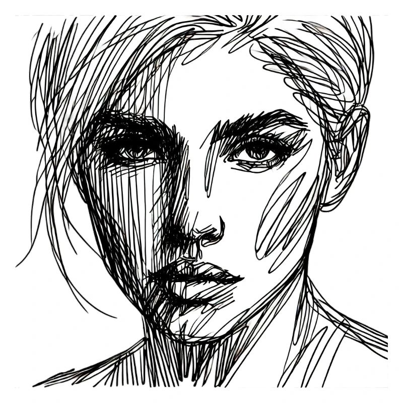Expressive line portrait