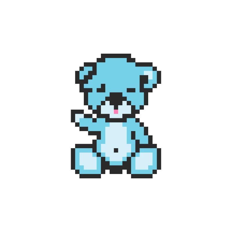 Pixel Bear Pastel Blue