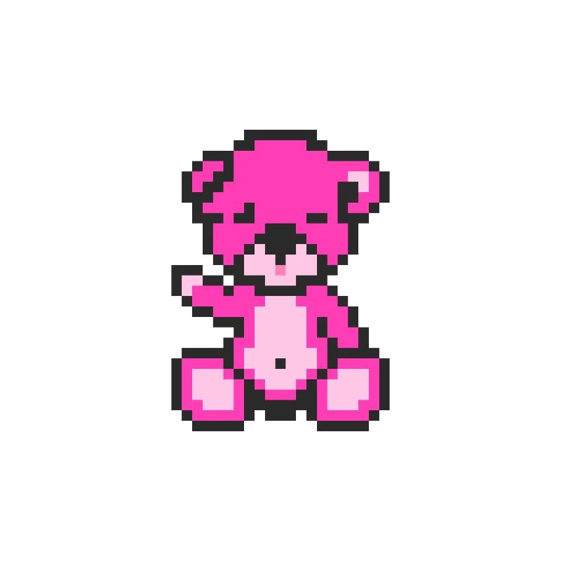 Pixel Bear Neon Magenta
