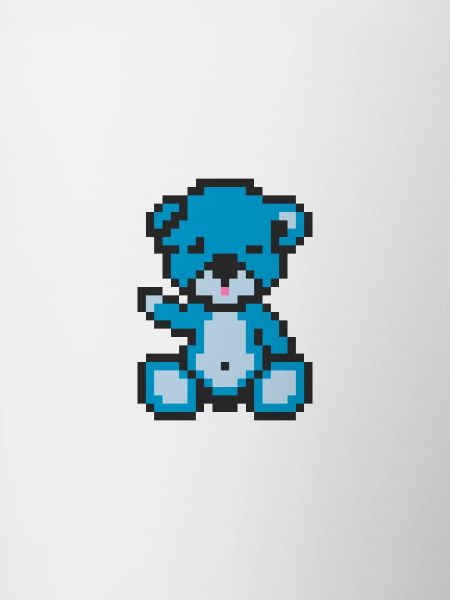 Pixel Bear Neon Blue