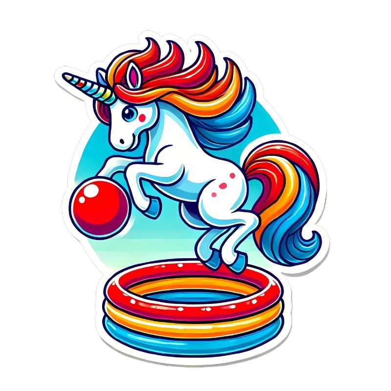 Bunter Einhorn Pool Bounce Spaß