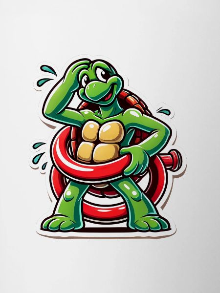 Funny Turtle Oops Cartoon Sticker