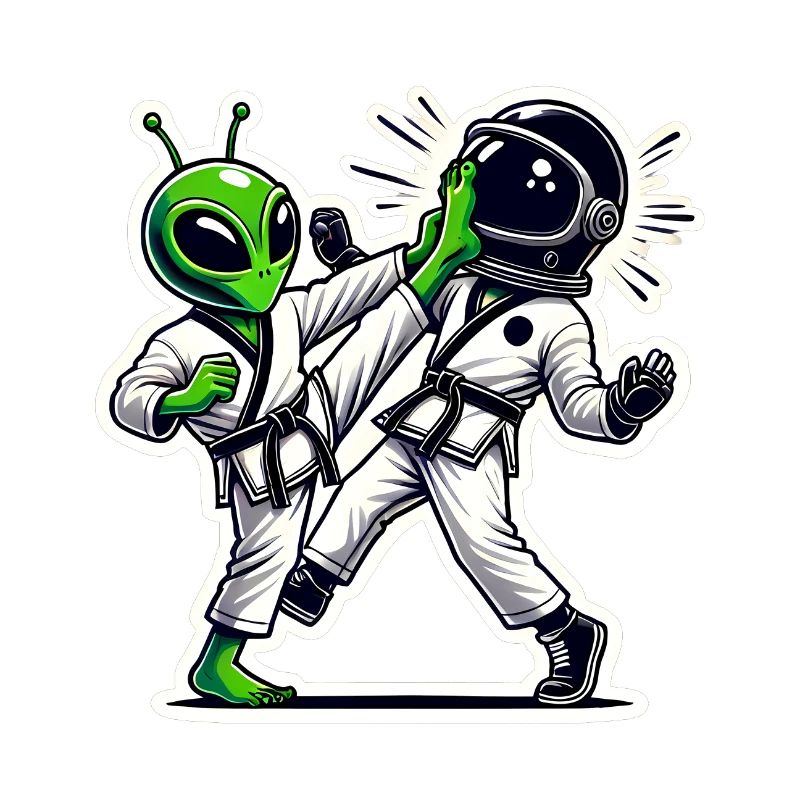 Bataille de karaté Alien vs Astronaute