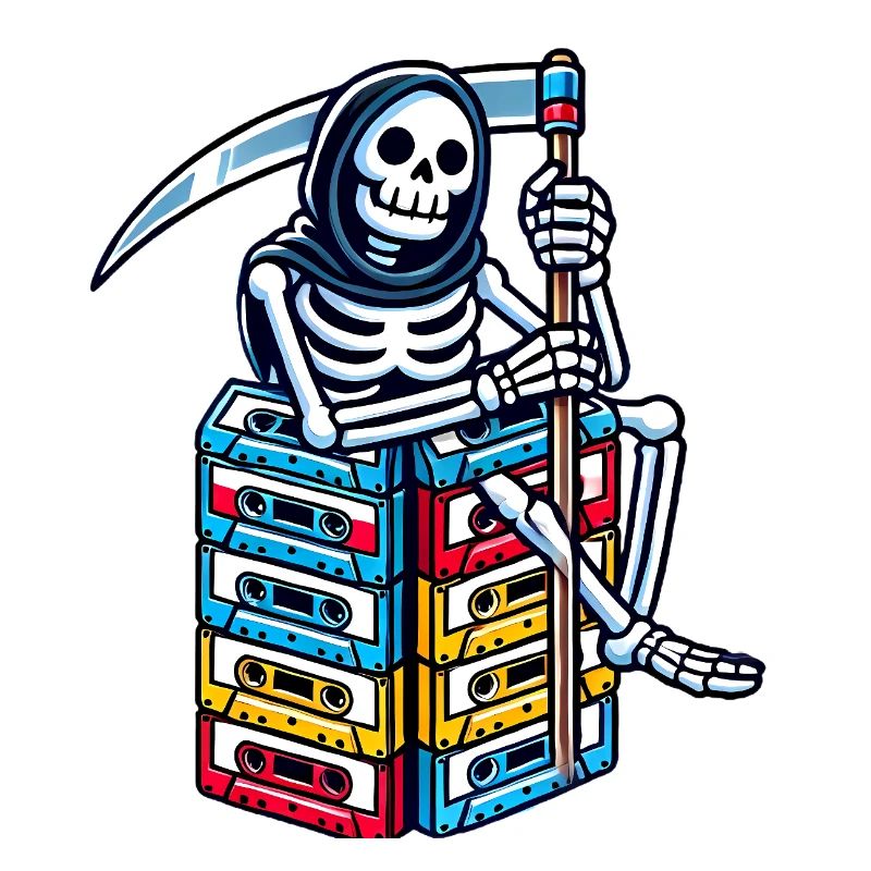 Retro Skeleton with Cassette Tapes