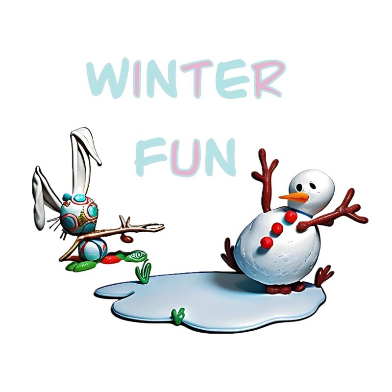 Winterspaß: Hase und Schneemann