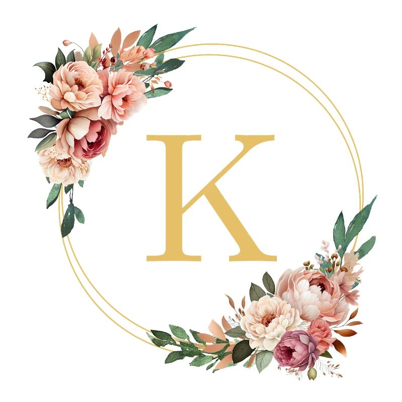 K Monogram, Couronne de fleurs, Personnalisable