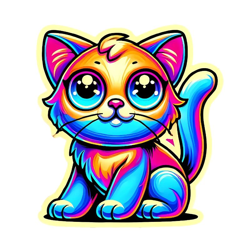 Neon Glow Crazy Cat Design