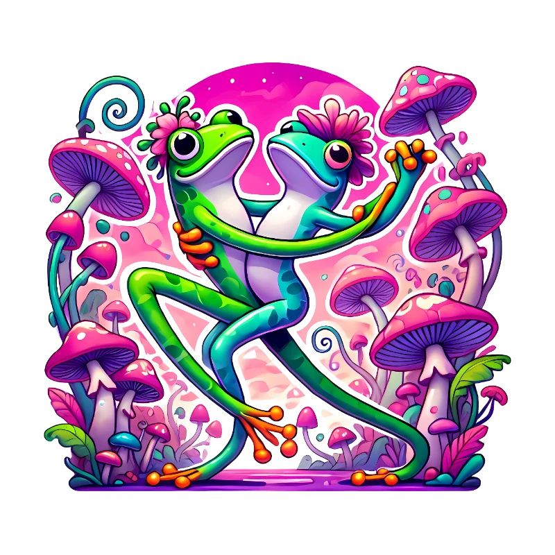 Frogs Dancing Under Mushrooms