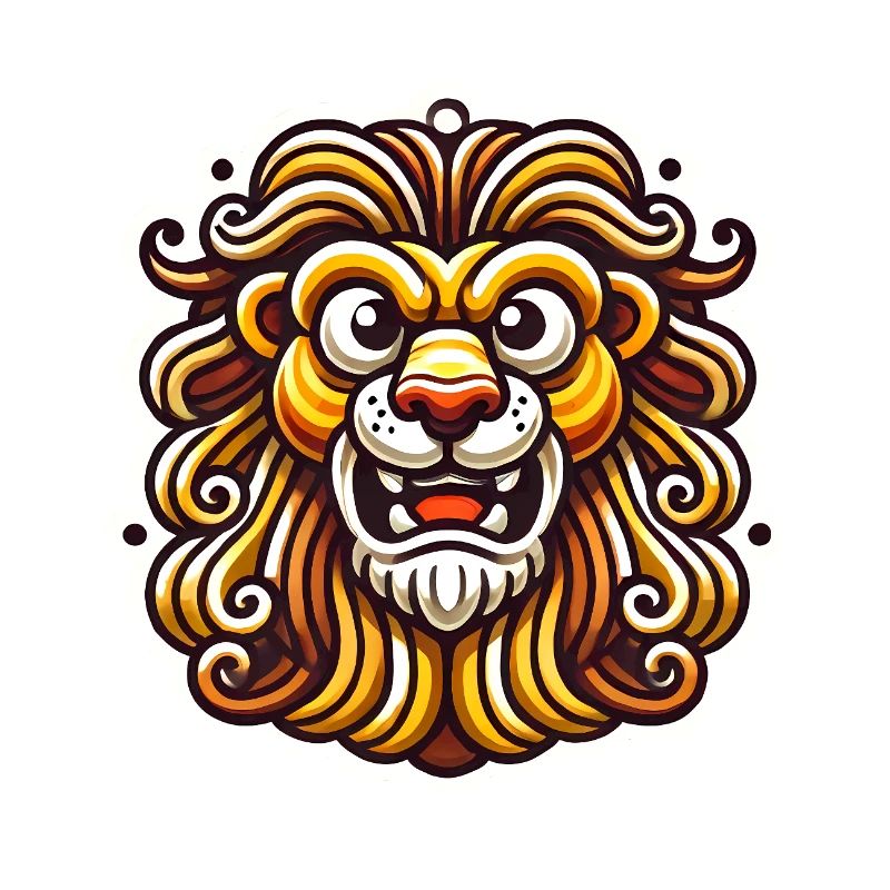 Lion féroce dessin animé Sticker Design