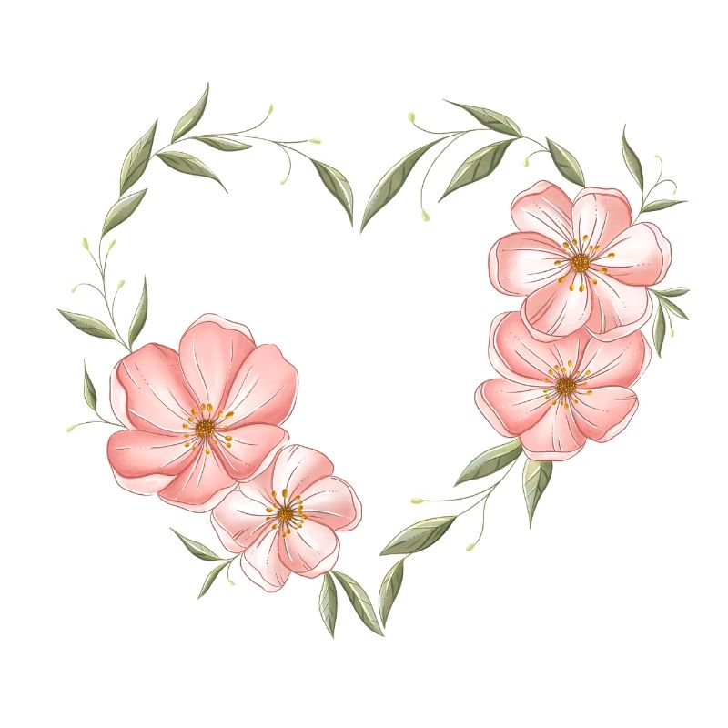 Herz mit Blumen und Blättern