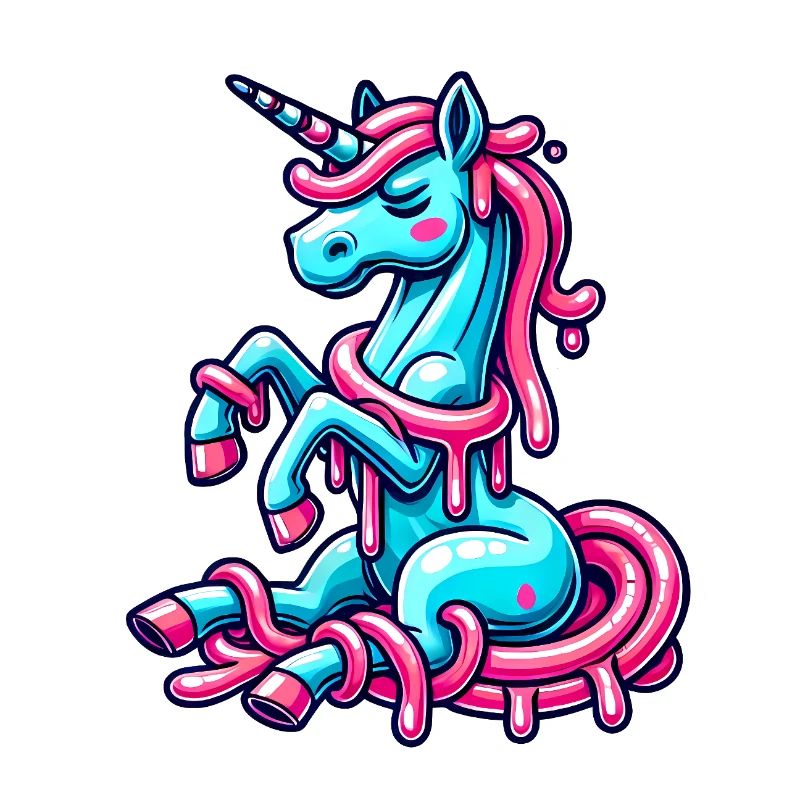 Conception de dessin animé de licorne dégoulinante originale