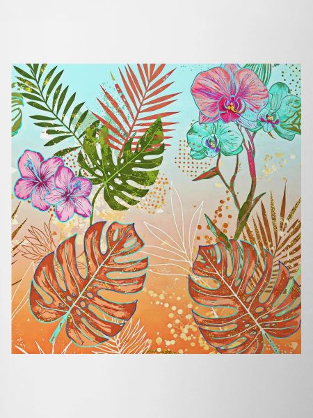 Monstera Tropical Flowers and Leaves Pattern