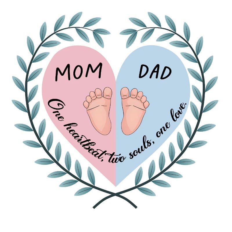 Maman, papa et bébé Coeur Design