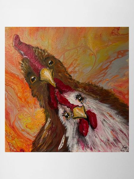 Rooster and chicken