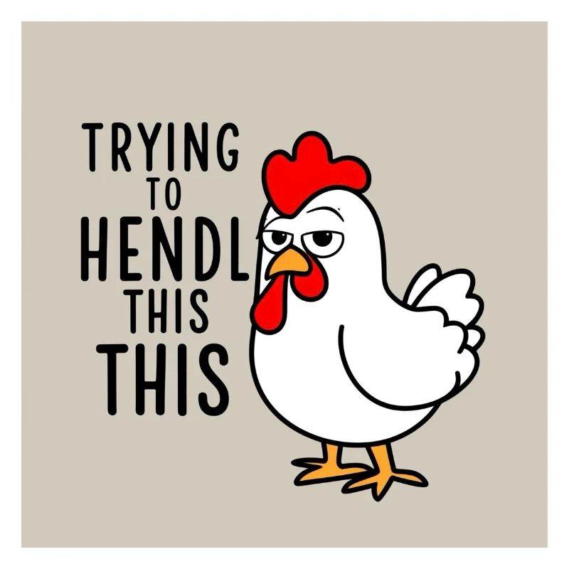 Comic Chicken "Trying to Hendl this"