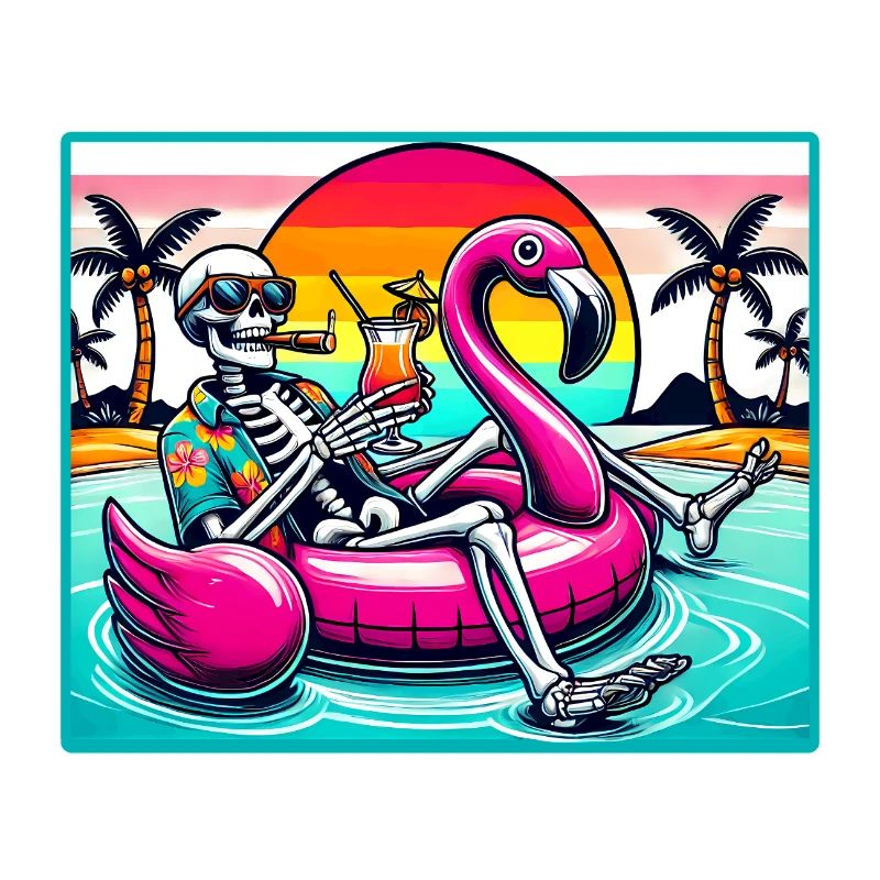 Flamingo Pool Party – Skeleton Summer Vibes