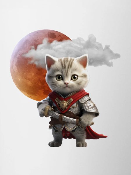 Knight Kitten Under Lunar Moon