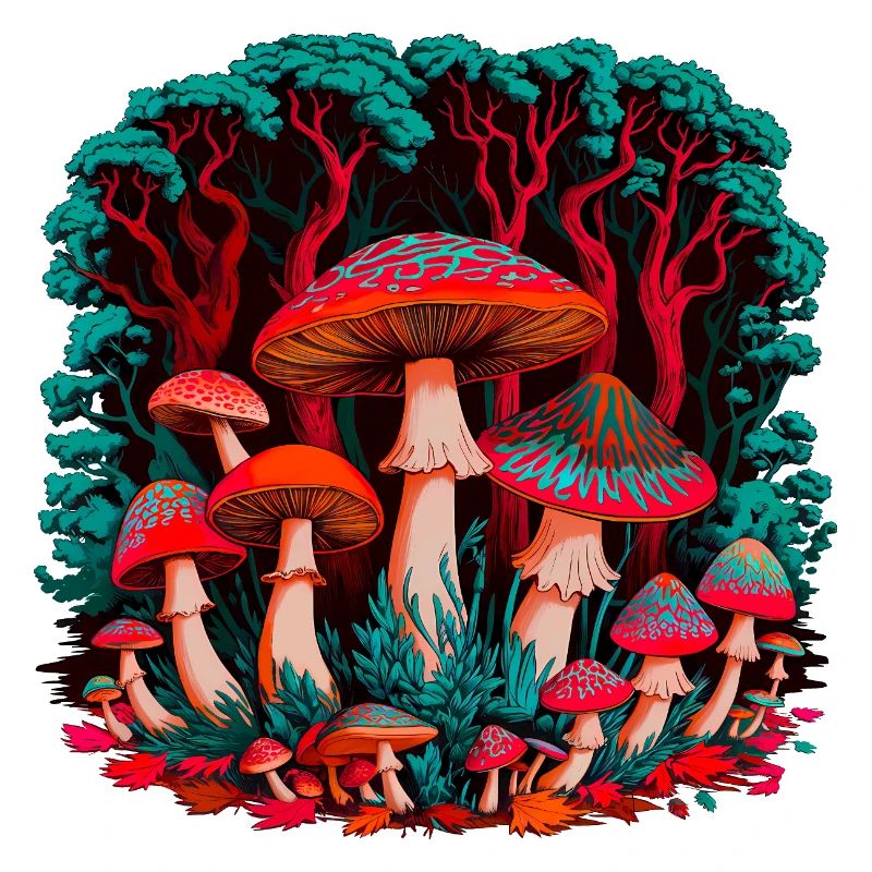 Un monde de champignons imaginatif dans la forêt