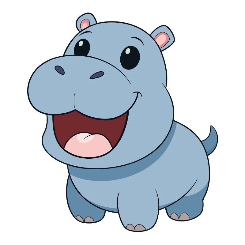 Bébé hippopotame joyeux et souriant