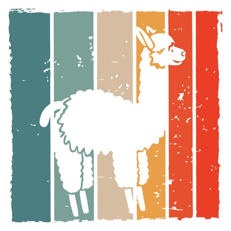 Llama Retro Stripe Print