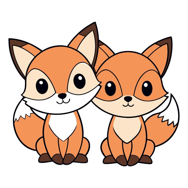 Deux petits renards amis complices