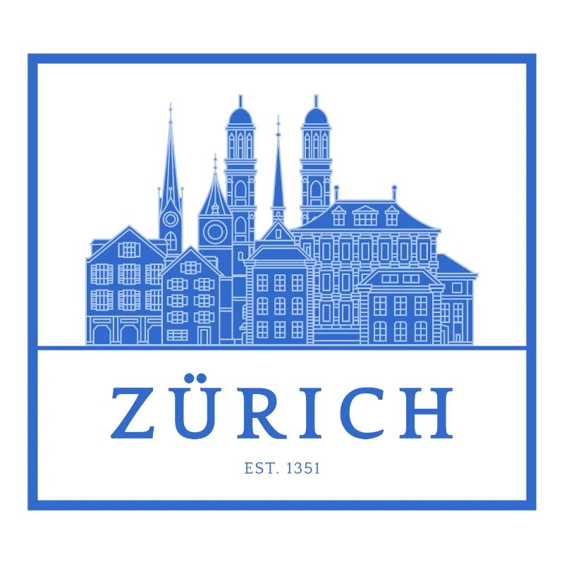 Silhouette bleue de Zurich Skyline