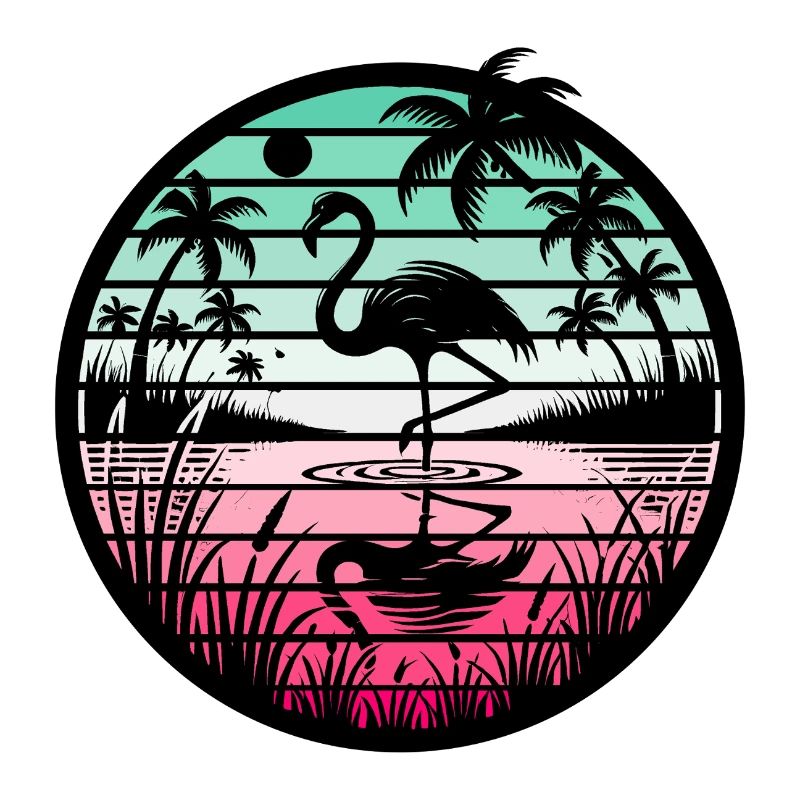 Retro Flamingo Sunset