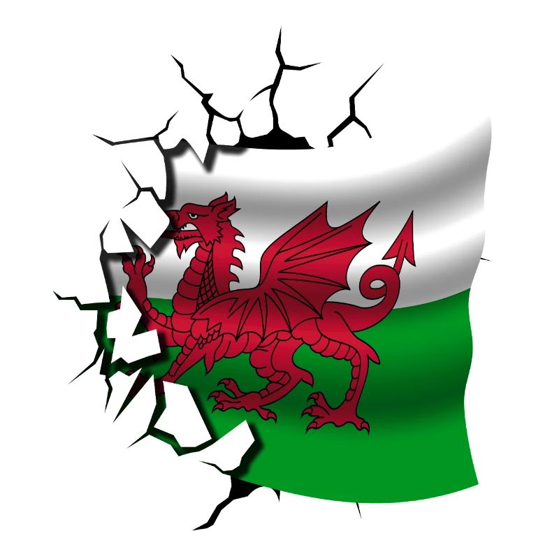 Drapeau du Pays de Galles - Gallois - Drapeau Broken Design