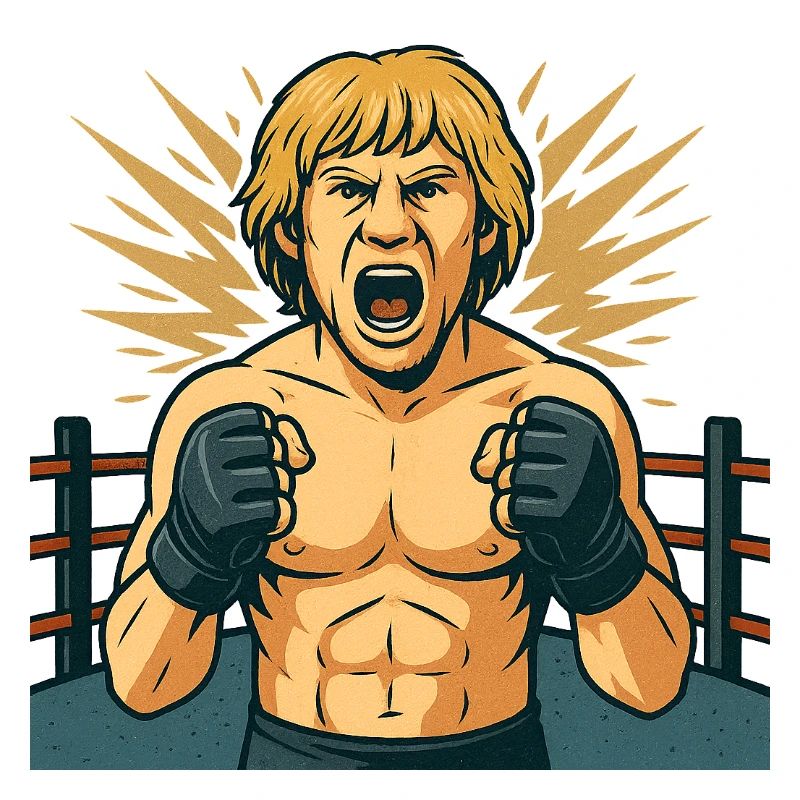 Combative boxing hero comic style
