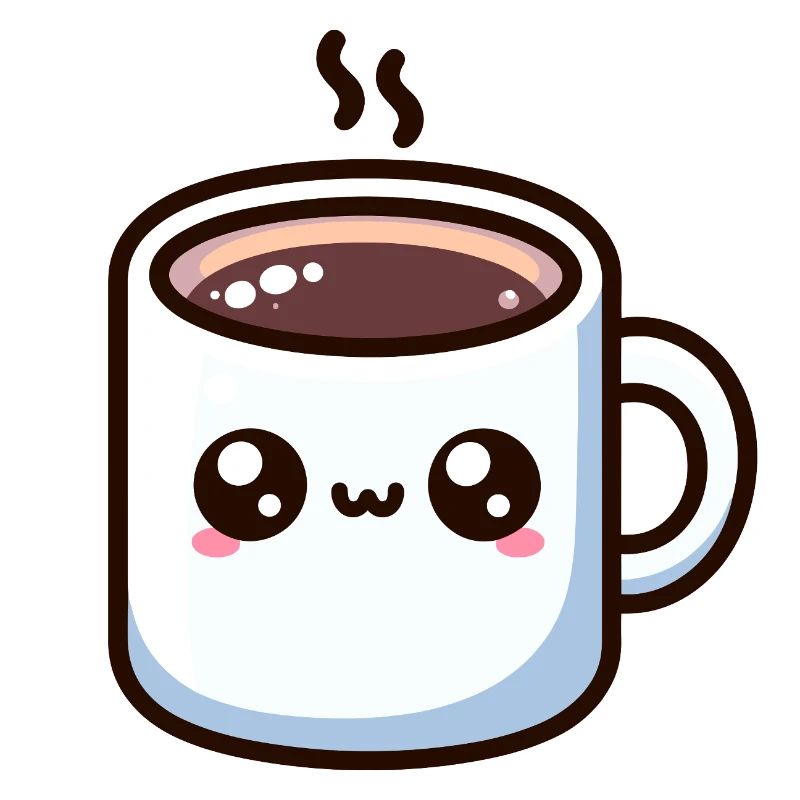 Cute Kawaii Coffee Mug Illustration
