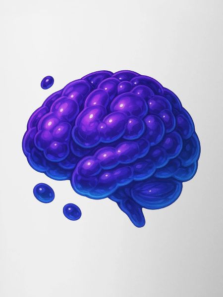 3D Brain Molecular Blue Purple