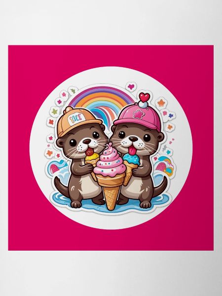Zwei Otter mit bunter Eistüte