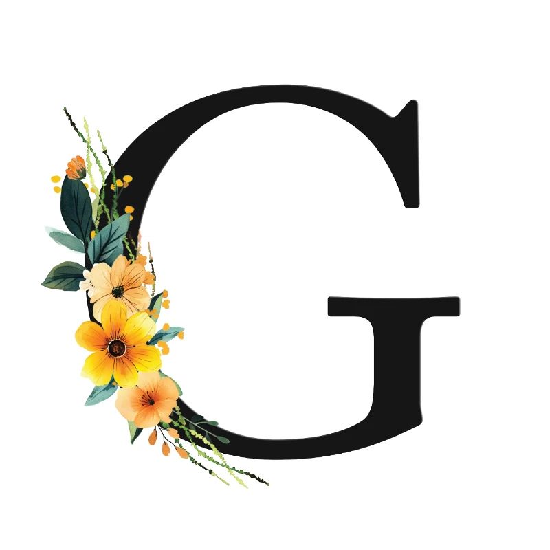 G Monogram, Floral, Personalizable