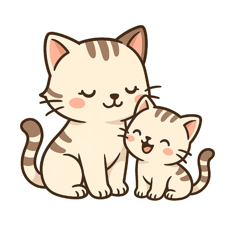 Maman chat et bébé chaton câlins et rires
