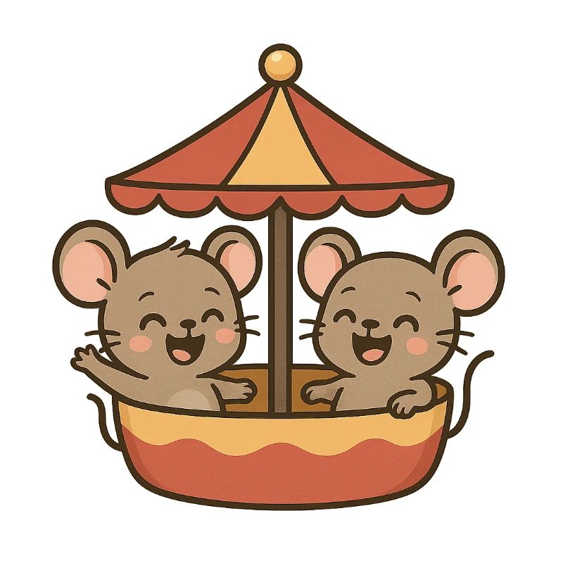Deux petites souris sur le manège