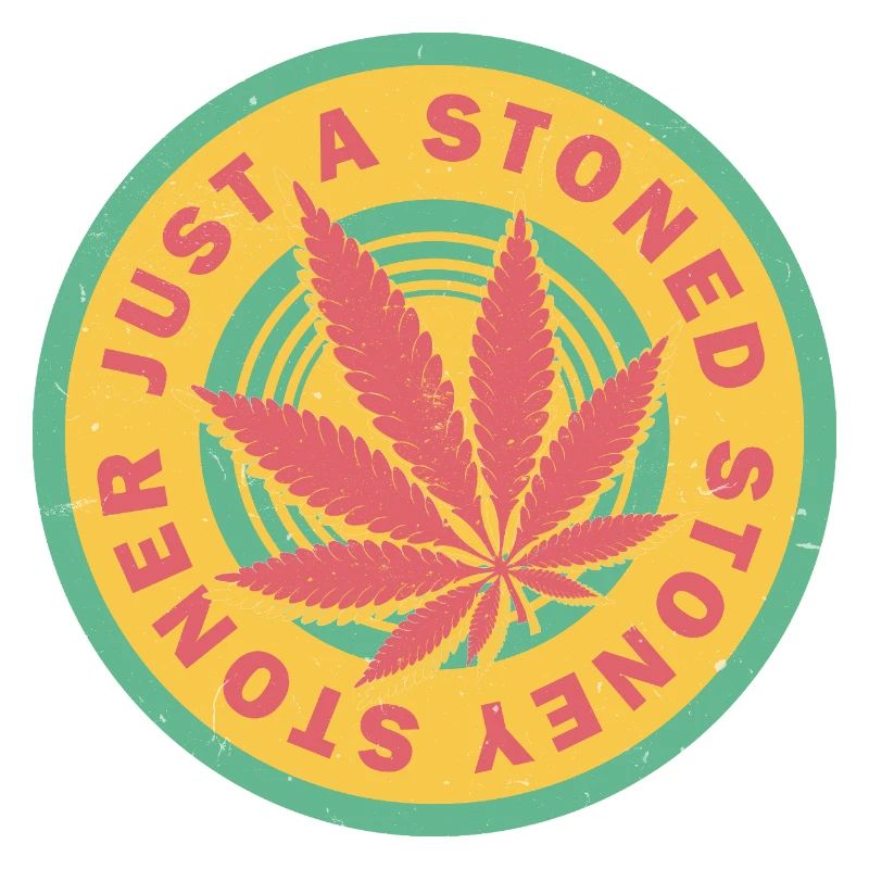 Lebendiges Cannabisblatt mit Retro-Kreisen