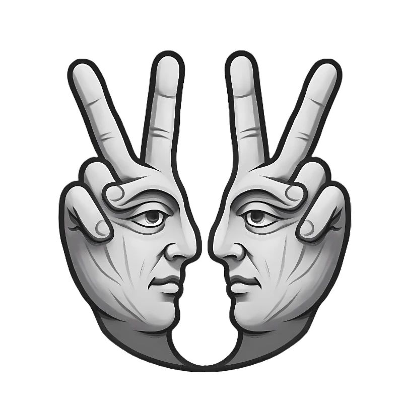 Art surréaliste de la main à double face