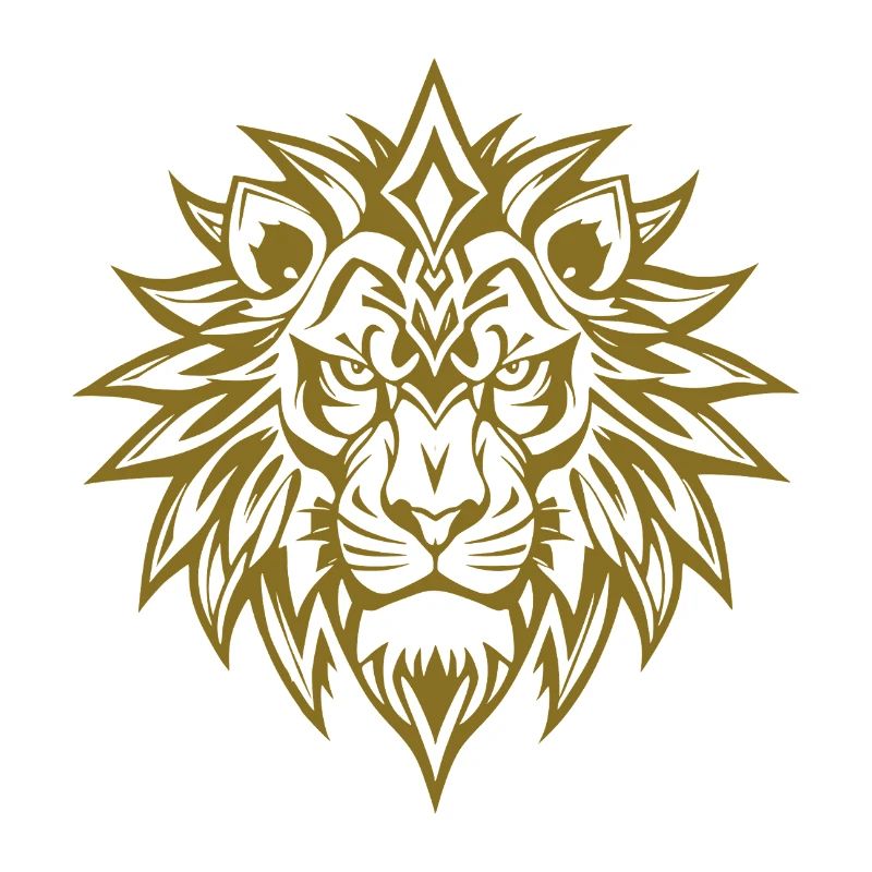 Powerful lion head tribal design