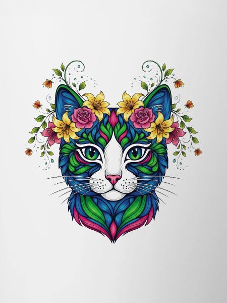 Cat with flowers