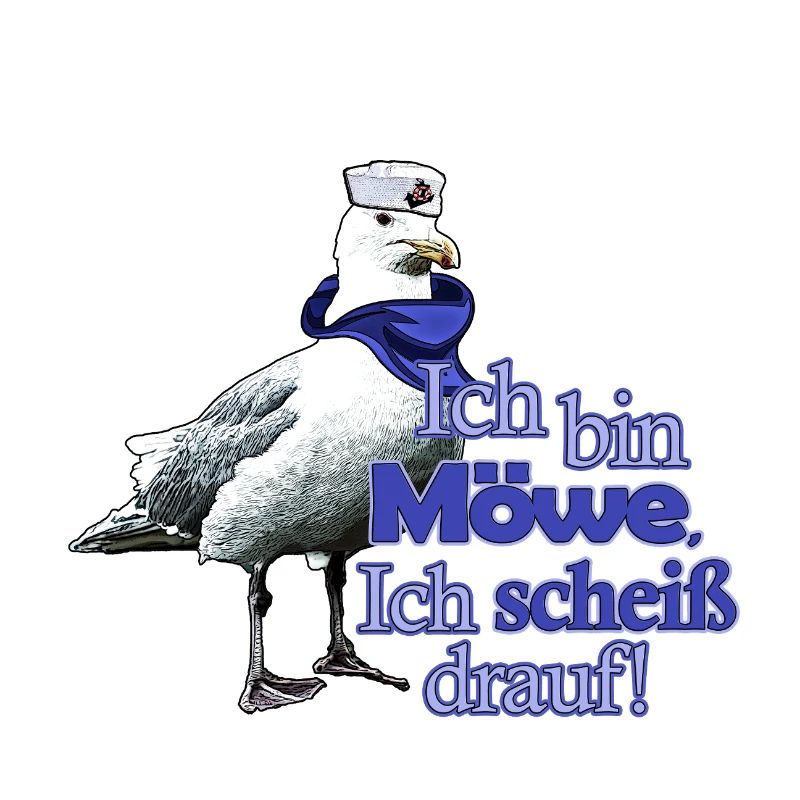 Lustige Möwe mit Spruch - Scheiß drauf!