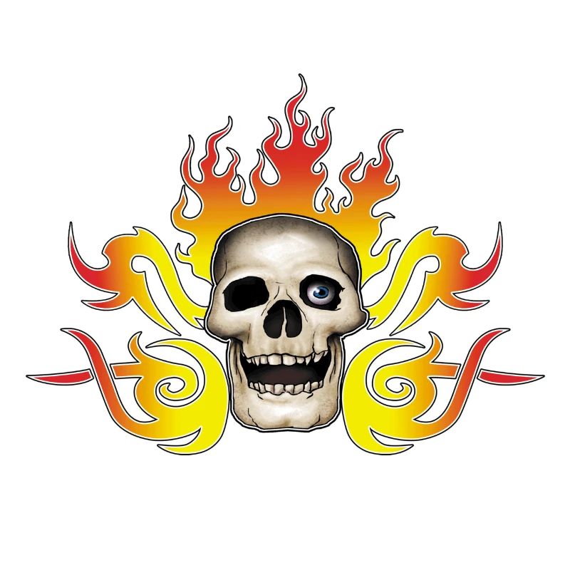skull and flames