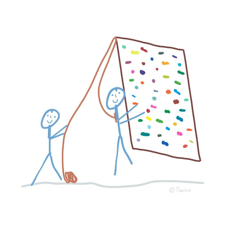 Climbing stick man, climbing wall, abseiling
