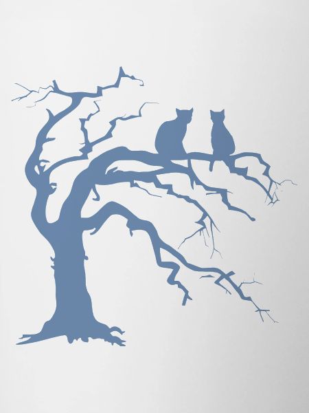 Dead tree with 2 cats silhouette