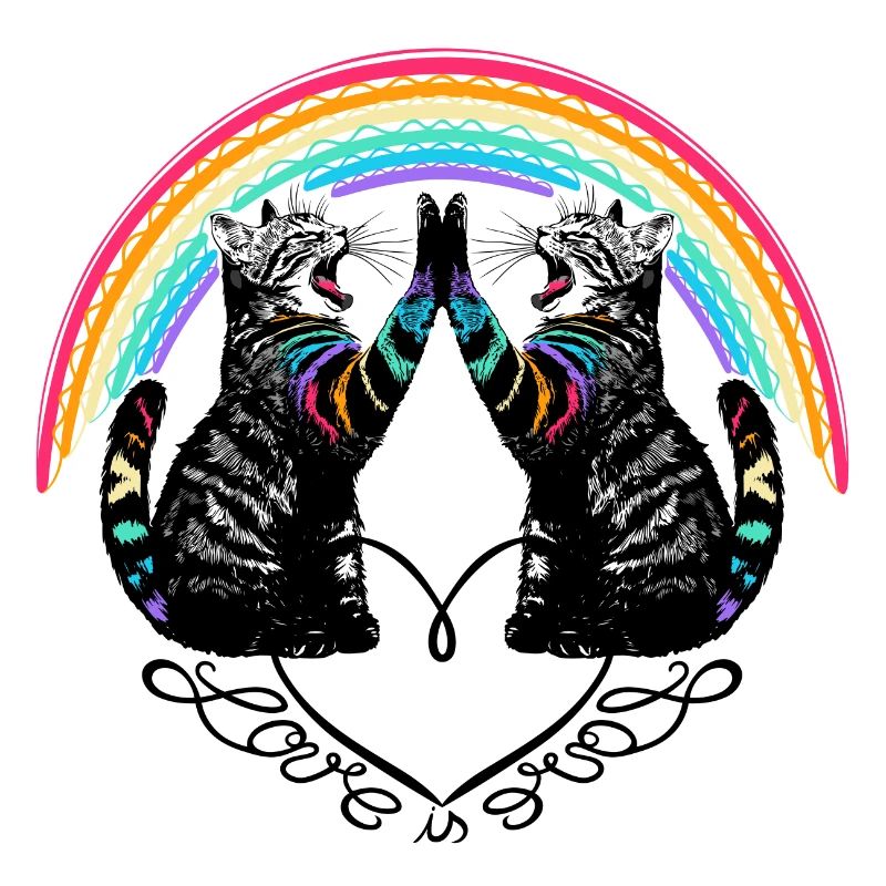 Cats Rainbow Love is Love Reflection