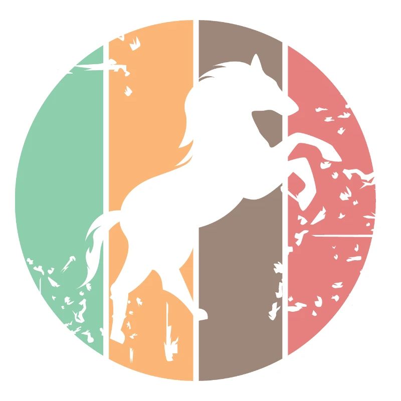 Icônes d’illustration d’animaux de galop de chevaux de couleurs rétro