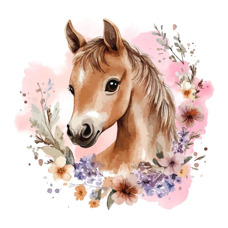 Cheval Fleurs Cheval Fille Poney Mignon Mignon