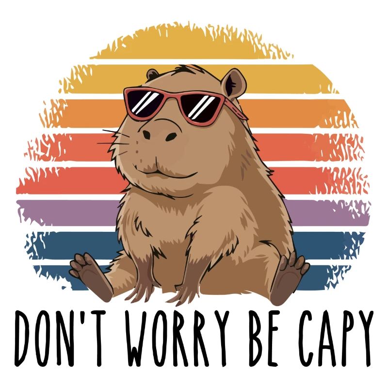 Retro Rodent Funny Capybara Dont Be Worry Be Capy