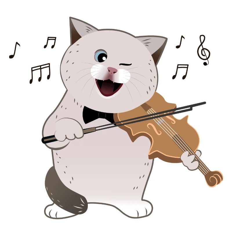 mignon chat potelé jouant du violon